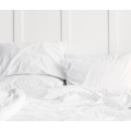 Cearceaf mare pentru pat dublu, din 100% bumbac satinat, King Size, Alb, Premium Hotel, 240 fire, 280x280 cm sau 300x280 cm 2
