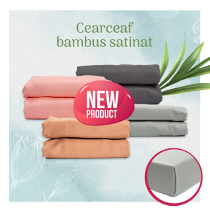 Cearșaf de pat din 100% bambus satinat Bam-boo, Dublu 2 persoane, 260x280 cm, 300 fire, culori diferite
