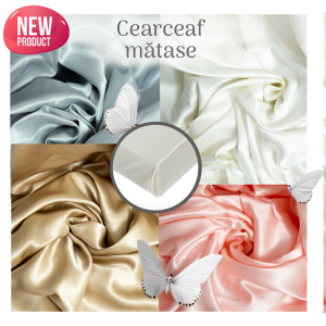 Cearceaf mătase, 100% mătase naturală de dud, 22 mm, Clasa 6A, Fără cusături, Culori și mărimi diferite