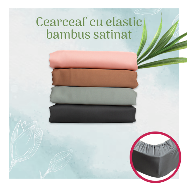 Cearceaf cu elastic din 100% bambus satinat, 300 fire, culori și mărimi diferite