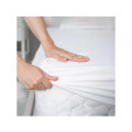 Cearșaf din bumbac cu elastic percal de vară, 200 TC — Calitate hotelieră | Alb optic 1