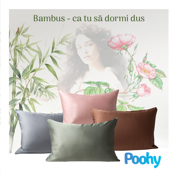 Față de pernă din bambus Bamboo, 100% bambus satinat, 300 fire, 50x70 cm, culori diferite